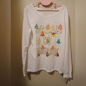 SO White Long Sleeve Tee with Colorful Print